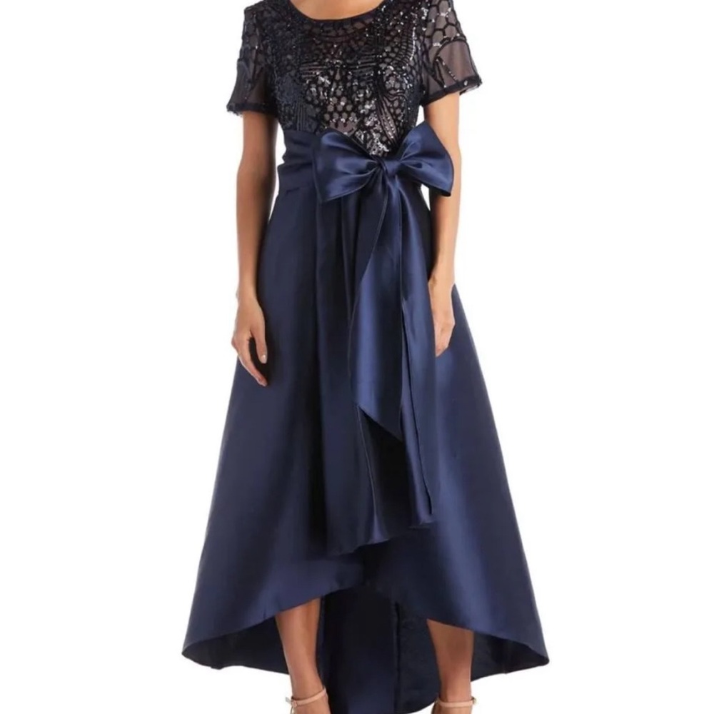 R&M Richards Women's High-Low Satin Dress